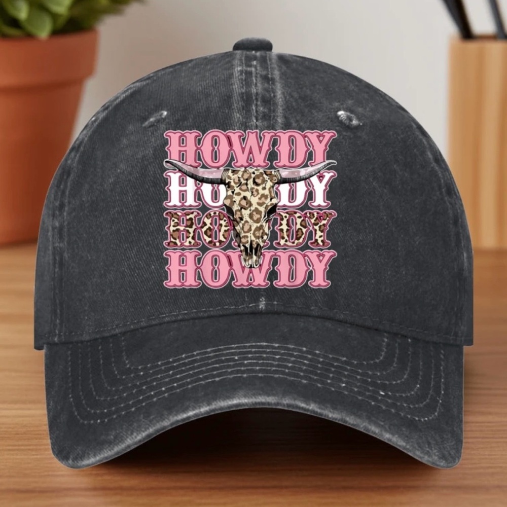 NWOT HOWDY Black Distressed Hat